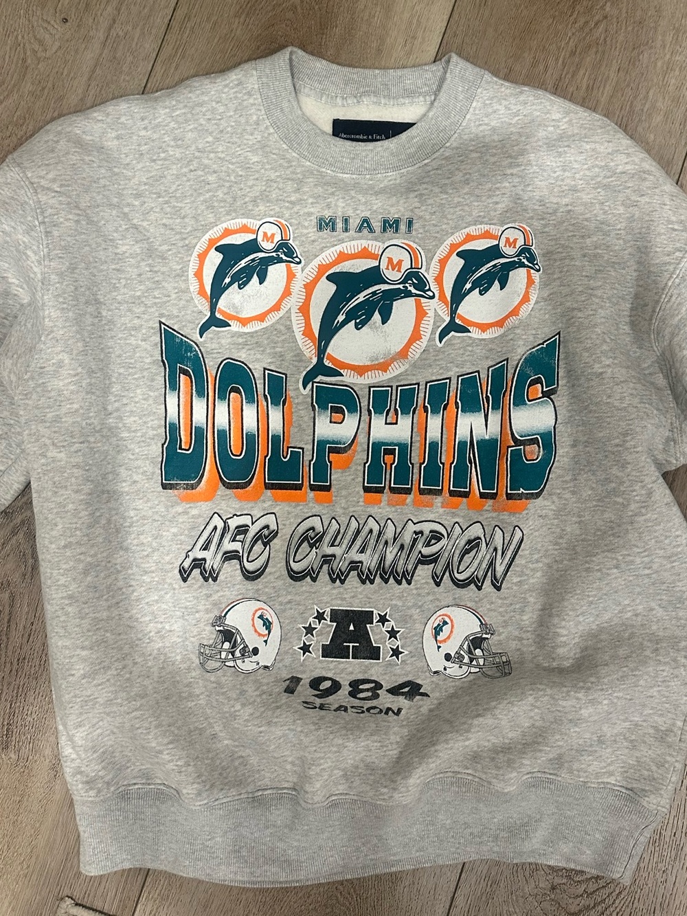 Abercrombie & Fitch Gray Miami Dolphins Graphic Crewneck